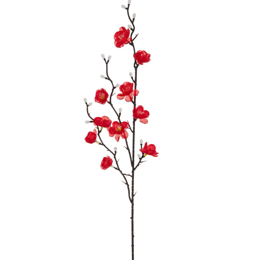 TTCY Künstliche Seidenblumen Pfirsich- und Pflaumenblütenzweige in Rot für Vase, Garten und Dekoration - Bild 3