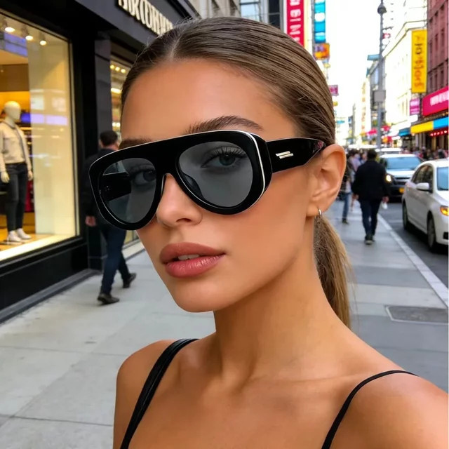 Aviator Sonnenbrille, Unisex, Vollrand, Plastic, Black - Bild 1