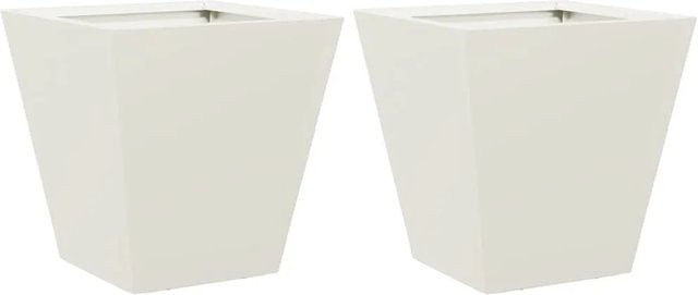 vidaXL Pflanzkübel Set aus Stahl in Weiß, 2 Stück, B/T/H: 30 x 30 x 30 cm - Bild 1
