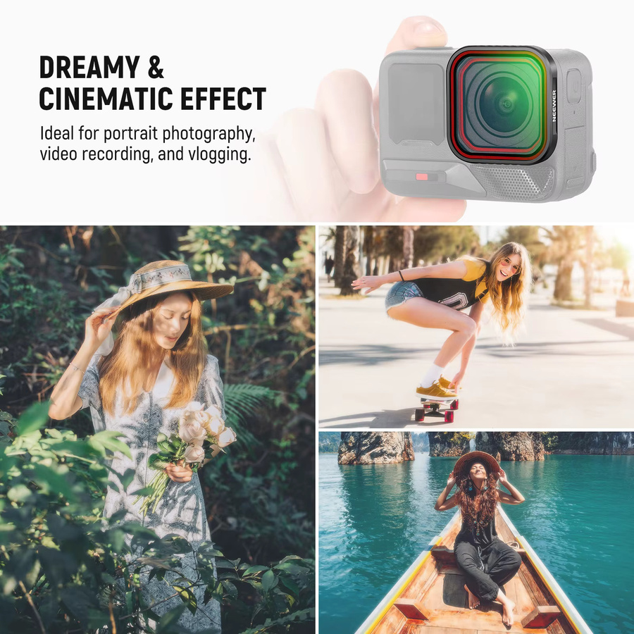 NEEWER Black Mist Diffusion Filter 1/4 für Insta360 Ace Pro und Ace Pro 2 Action Camera aus HD-Optischem Glas in Schwarz - Bild 4