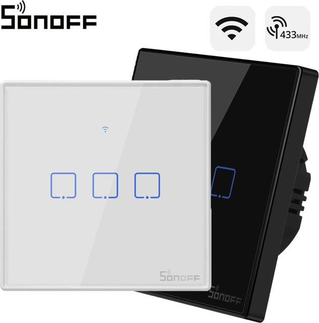 SONOFF T2/T3EU Wi-Fi Touch-Wandschalter mit 433 MHz RF, Smart Home Szenensteuerung via eWeLink, Alexa und Google Home, Weiß - Bild 1