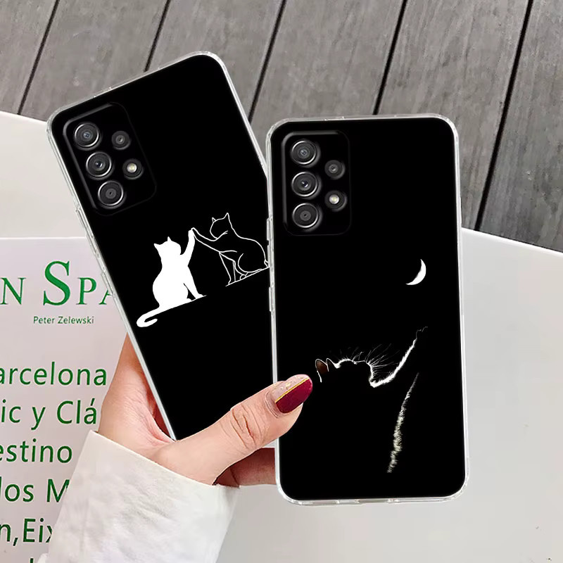 Transparente Handyhülle mit niedlicher Katzen-Linienkunst für Samsung Galaxy Modelle (A56, A57, A37, A55, A54, A36, A35, A26, A25, A17, A07, A52, A34, A73, A21s) in Schwarz - Bild 2