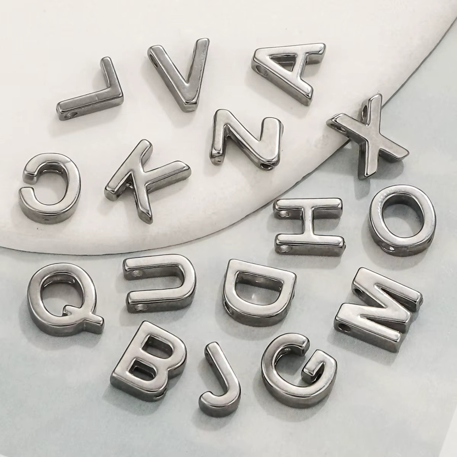 Elomia Halskette Anhänger, 26 Buchstaben, Edelstahl, Silber - Bild 2