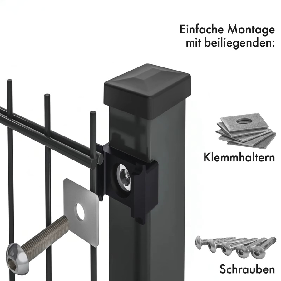 Floordirekt Doppelstabmattenzaun LIMES aus Stahl in Anthrazit, Höhe: 80 cm - Bild 3
