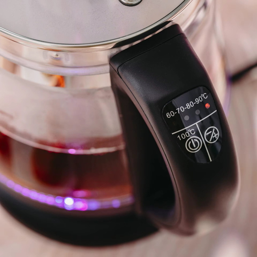 Elektrischer Adler Wasserkocher aus Glas mit Teesieb und Temperaturregelung, Schwarz, 1,5 l - Bild 3