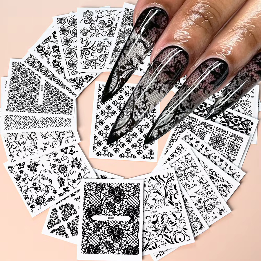 Heiseleisi Nagelaufkleber, Schwarz Silber, Glänzend, 30 Stück - Bild 2
