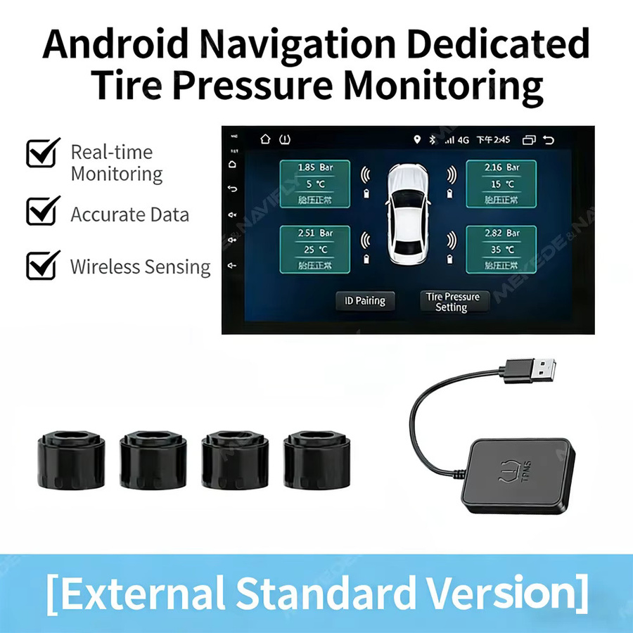 MEKEDE Android Großbild-Navigation mit internem und externem Reifendruckkontrollsystem in Schwarz - Bild 4
