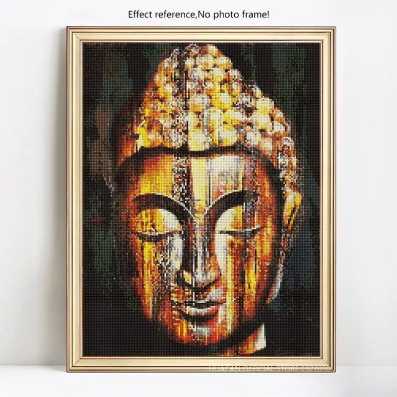 FIYO 5D DIY Diamantmalerei Buddha Motiv in Querformat, mehrfarbig, B: 30 cm, H: 20 cm - Bild 1