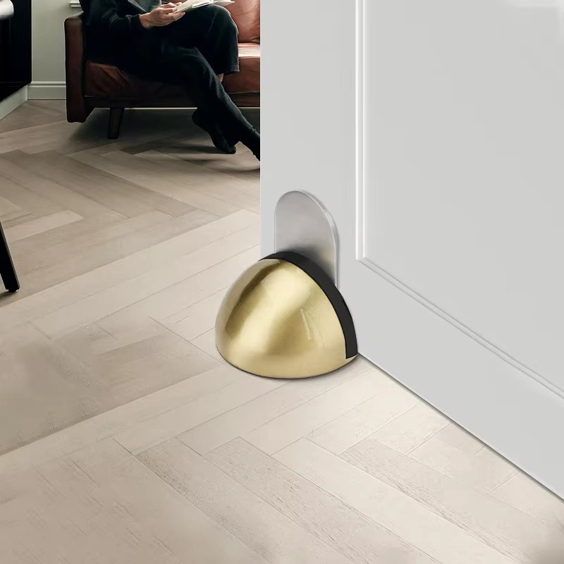 Magnetischer Türstopper aus Edelstahl von XMSJ in Silber oder Gold, halbkreisförmiger Antikollisions-Türstopper mit Sauggummi-Funktion - Bild 2