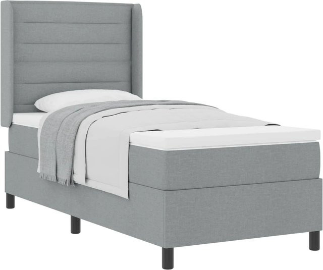 vidaXL Boxspringbett mit Matratze in Grau, B/T/H: 90 x 200 x 118 cm - Bild 1
