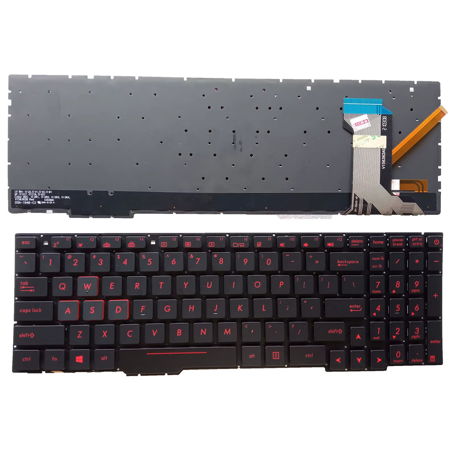 Asus Laptop-Tastatur mit Hintergrundbeleuchtung in Rot für ZX53V GL553V FX553V FX53V FX53VE, US-Layout QWERTY - Bild 1