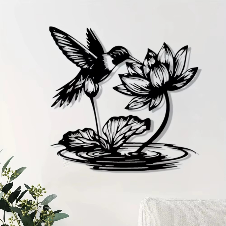 CIFBUY Kolibri Metall-Wandkunst Skulptur in Schwarz als Gartendekoration für den Außenbereich - Bild 5