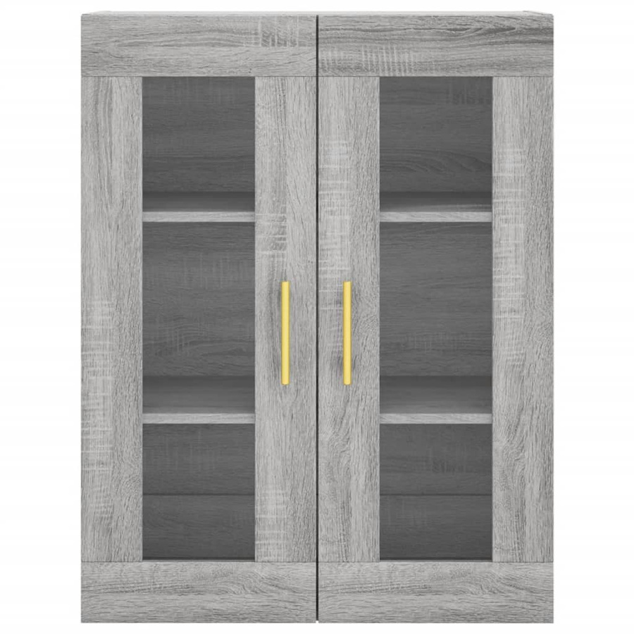vidaXL Glas-Vitrinen Schrank Grau Sonoma, B/T/H: 69,5 x 34 x 90 cm - Bild 4