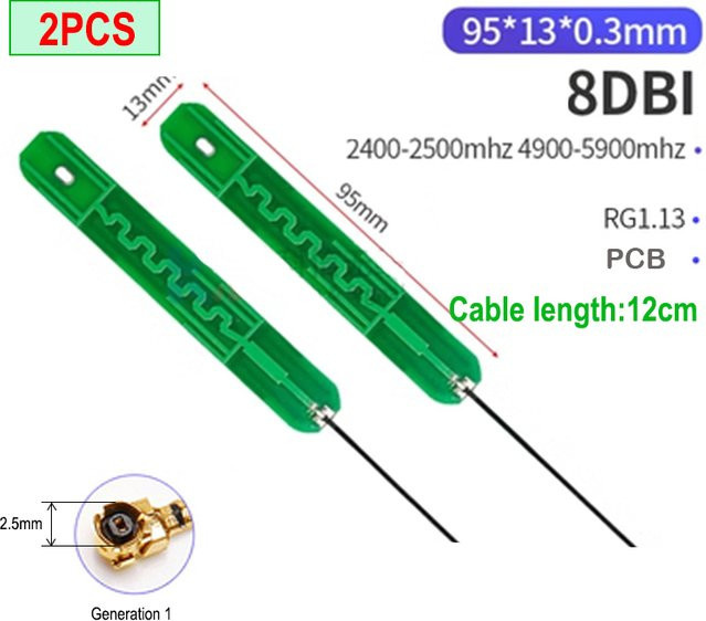 Eoth 2 Stück Dual-Band WLAN-Antenne PCB-Patch für 2,4 GHz und 5,8 GHz mit Bluetooth-Unterstützung, Grün - Bild 1
