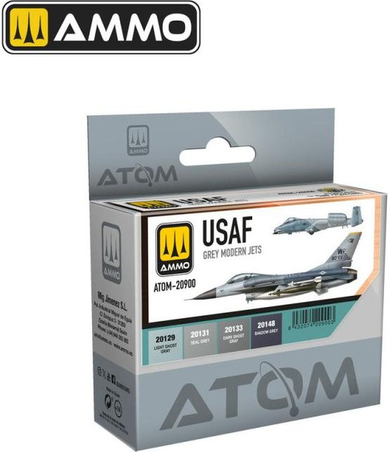 AMMO by MIG Jimenez ATOM USAF Colors Grey Modern Jets Set, Fahrzeuge - Bild 1