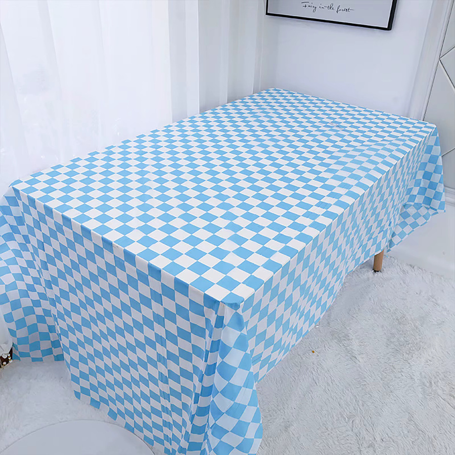 APWIKOGER Einweg Tischdecke Blau im Karo-Design für Oktoberfest, Karneval und Party-Dekoration - Bild 1
