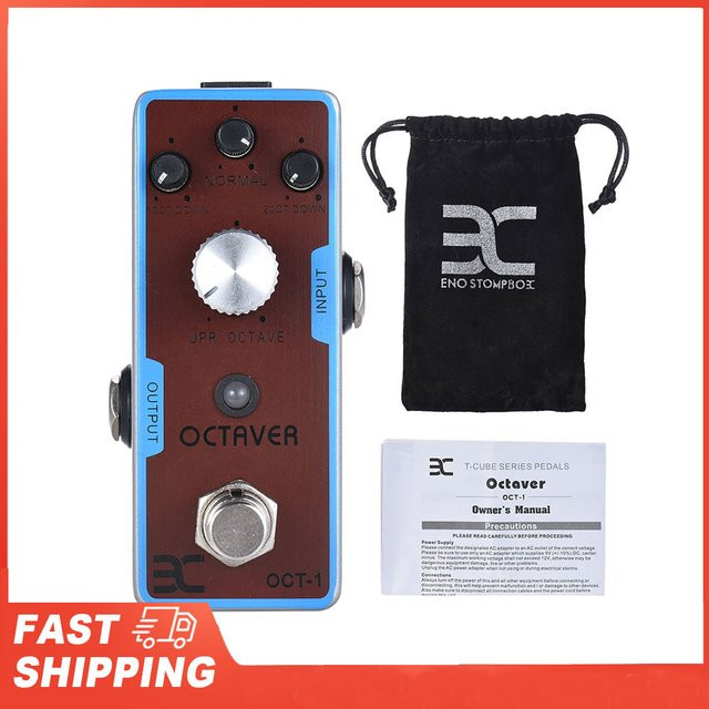 ENO EX OCT-1 Mini Octave Gitarren-Effektpedal mit True Bypass und Vollmetallgehäuse in Braun für E-Gitarre und Bass - Bild 1