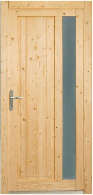 Panto Holz-Nebeneingangstür NET 511 Natur mit Glaseinsatz, Farbe Braun, B/H: 88 x 198 cm, DIN Links - Bild 1