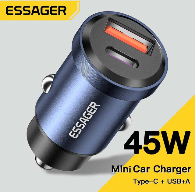 Essager 30 W USB-Autoladegerät mit Quick Charge 4.0, PD 3.0 und SCP 5A via USB Typ C für iPhone, Huawei, Samsung und Xiaomi - Bild 1