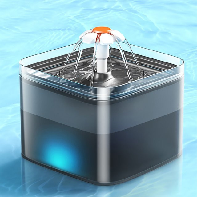 ZYfeeder Automatischer Wasserbrunnen für Katzen und Hunde mit LED-Beleuchtung und Umlauffilter, 2L USB-Wasserspender für Haustiere - Bild 1
