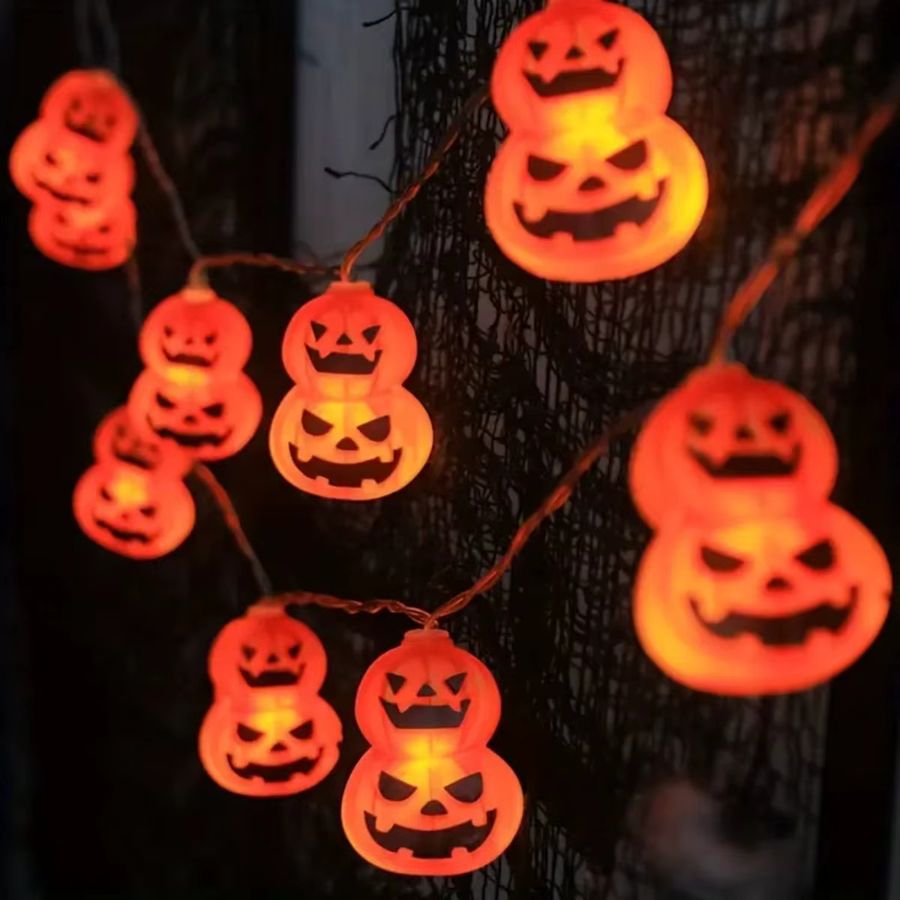 Peach Forest LED Halloween Doppel Kürbis Lichterkette mit 2 Schichten, Batteriebetrieben - Bild 2