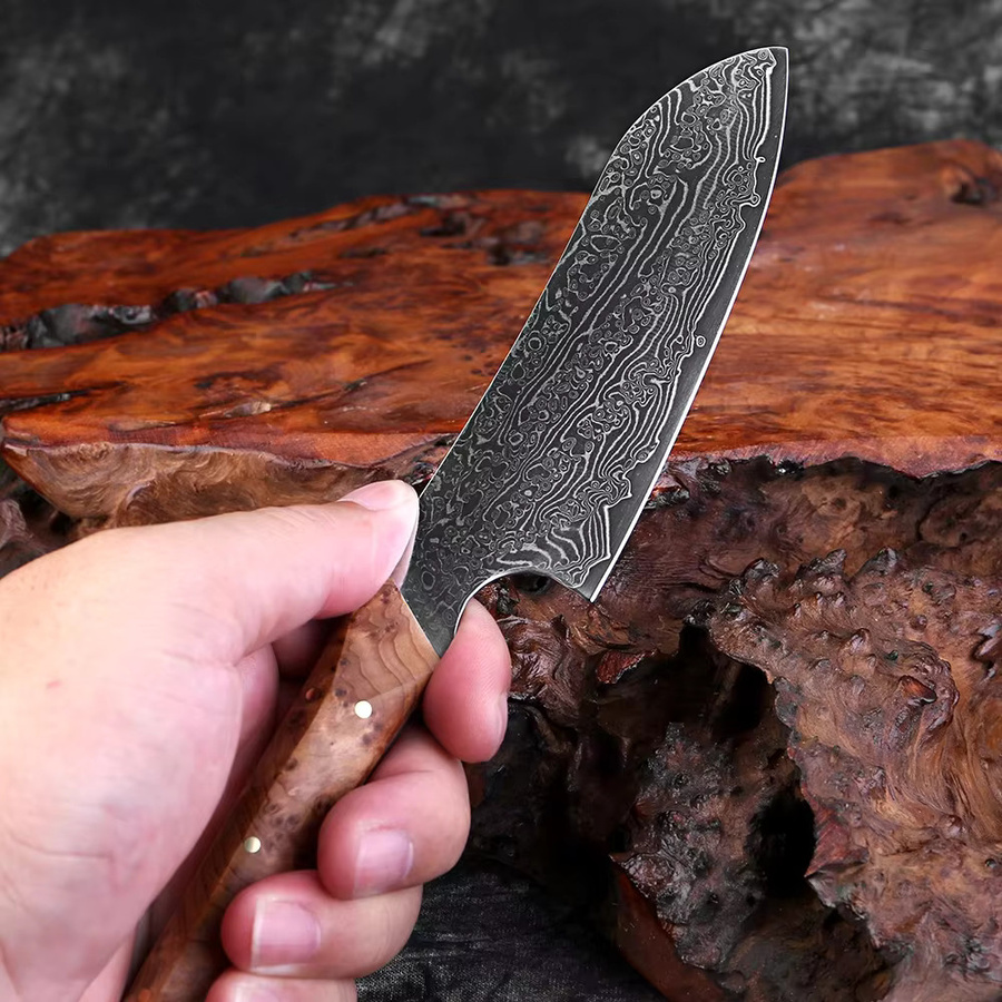 Xituo Santoku Japanisches Kochmesser aus Damaststahl mit Holzgriff und Full Tang, 12,7 cm - Bild 3