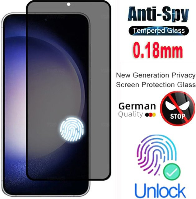Displayschutzfolie aus 9H gehärtetem Glas für Google Pixel 9 und Pixel 10 Pro XL, Anti-Spionage-Privatsphäre-Schutz mit Fingerabdruck-Entriegelung, transparent, 0,2 mm Dicke - Bild 1