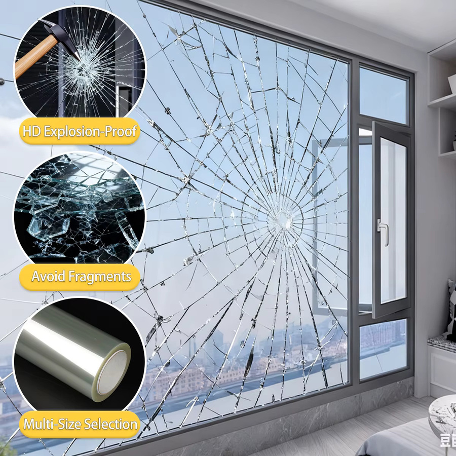 Transparente Sicherheitsfensterfolie selbstklebend als Glasschutzfolie zur Erhöhung der Glassicherheit, Farbe: Transparent, Breite: 30 cm, Höhe: 50 cm - Bild 2