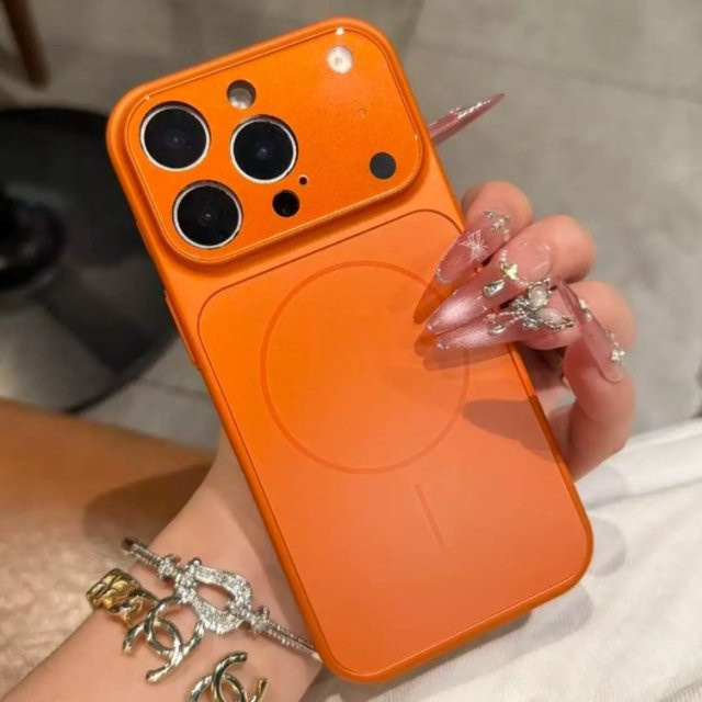 AG Nano Matte Glass Hülle für iPhone 17 Pro Max, 16, 15, 14, 13 Pro Max, Orange, MagSafe kompatibel, magnetisches Hardcover - Bild 1