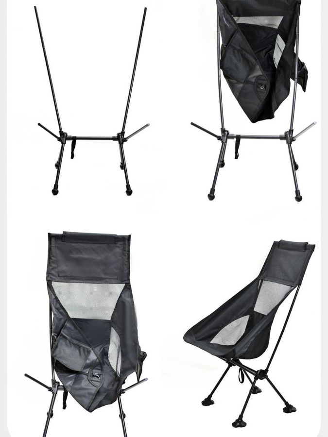 the BAY Faltbarer Mondstuhl aus Oxford-Gewebe in Schwarz für Outdoor, Camping und Angeln - Bild 3