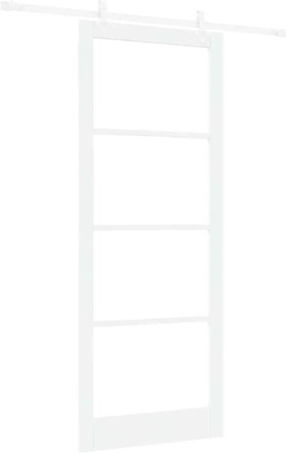 vidaXL Schiebetür aus Kiefernholz und Glas in Weiß, modern, B: 93 cm, H: 232 cm - Bild 1
