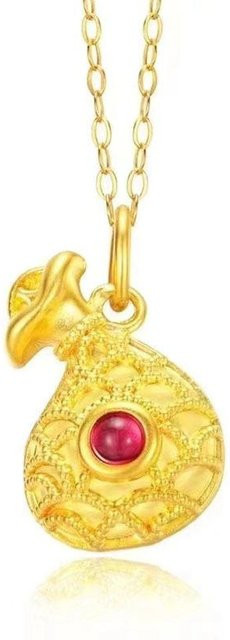 Halskette 750 Gold, Roter Achat, Fulu Anhänger, Damen - Bild 1