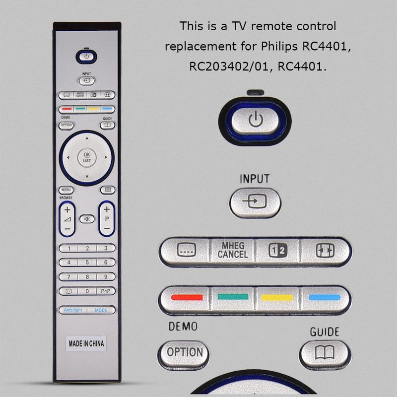 Ersatz-Fernbedienung für Philips Fernseher in Schwarz, kompatibel mit RC4401, RC4404, RC4420, RC4703, RC4725 und RC4729 - Bild 2