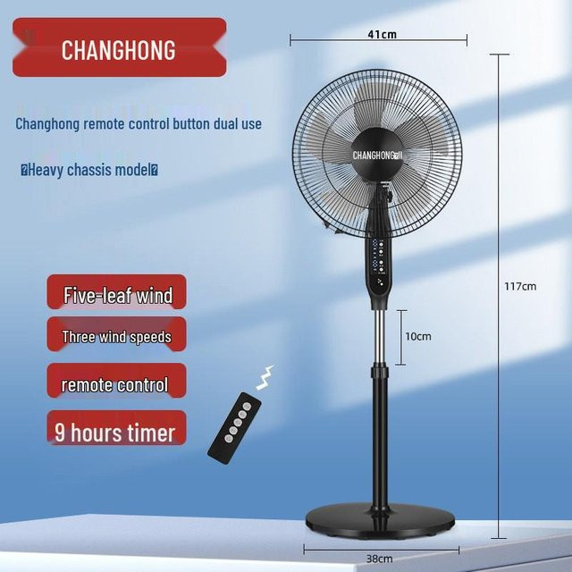 Changhong Elektrischer Standventilator in Schwarz mit Fernbedienung und Timer - Bild 1