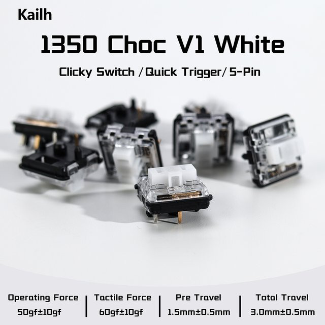 Kailh Choc V1 White Low Profile Mechanical Switches für Hitbox Controller und RGB-Gaming-Tastaturen - Bild 1
