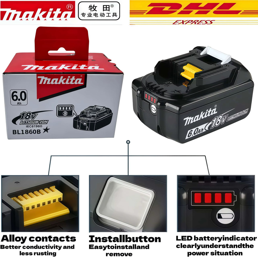 Makita Hochleistungs-Akku 18V mit 6000mAh für Elektrowerkzeuge der BL1860 und BL1850B Serie - Bild 5