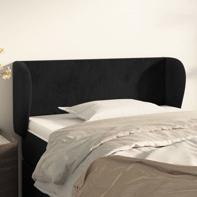 Vidaxl Kopfteil mit Ohren aus Samt in Schwarz B/H: 93 x 78/88 cm, T: 23 cm - Bild 1