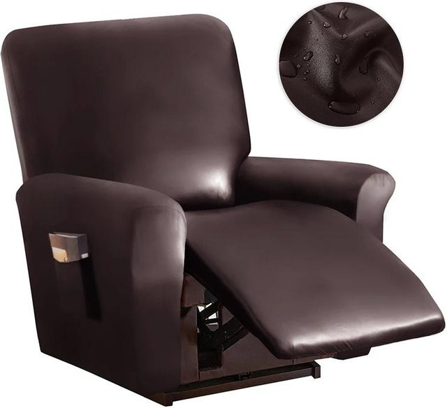 Wasserdichter Liegestuhlbezug aus PU-Leder von Yiran bag in Braun, elastischer Sesselbezug für Relax-Sessel und Einzelsofas - Bild 1