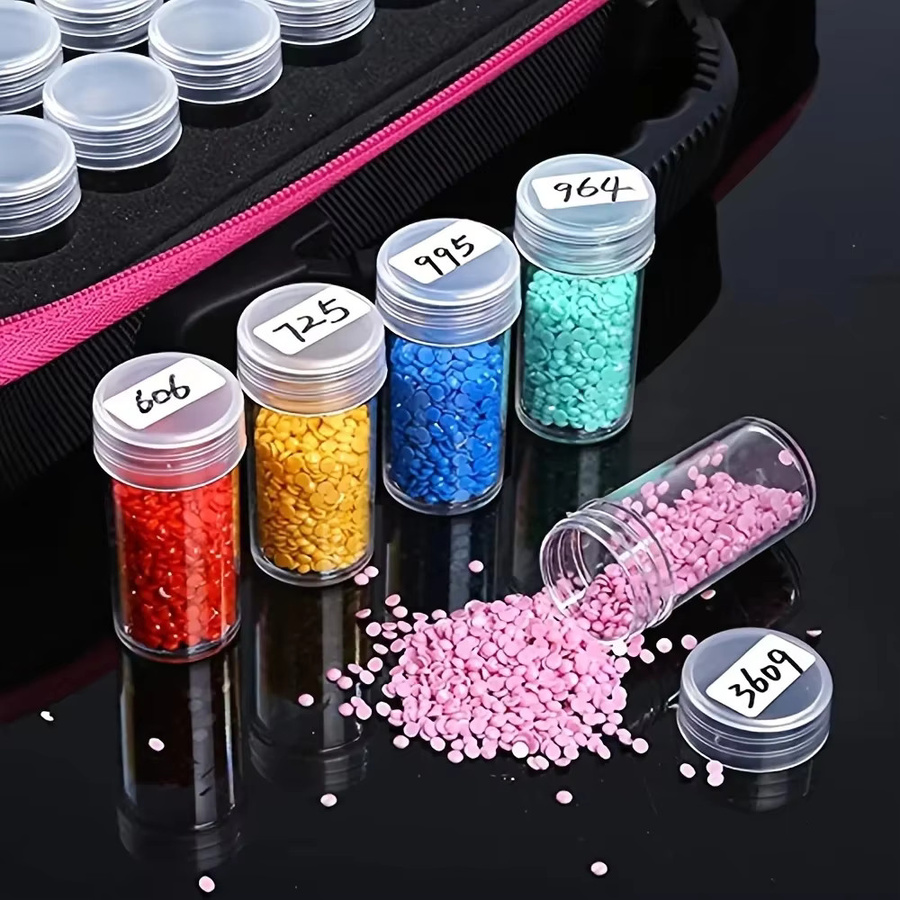 QIZITENG Transparente Aufbewahrungsboxen für Diamantmalerei und Schmuck aus Kunststoff, Kleine Runde Flaschen-Container - Bild 3