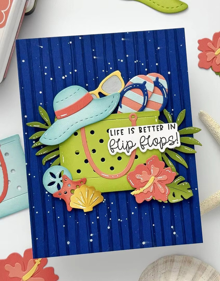 Metall-Stanzformen Strandblüten mit transparenten Stempeln für Scrapbooking, Prägung und DIY-Geschenkkarten - Bild 2