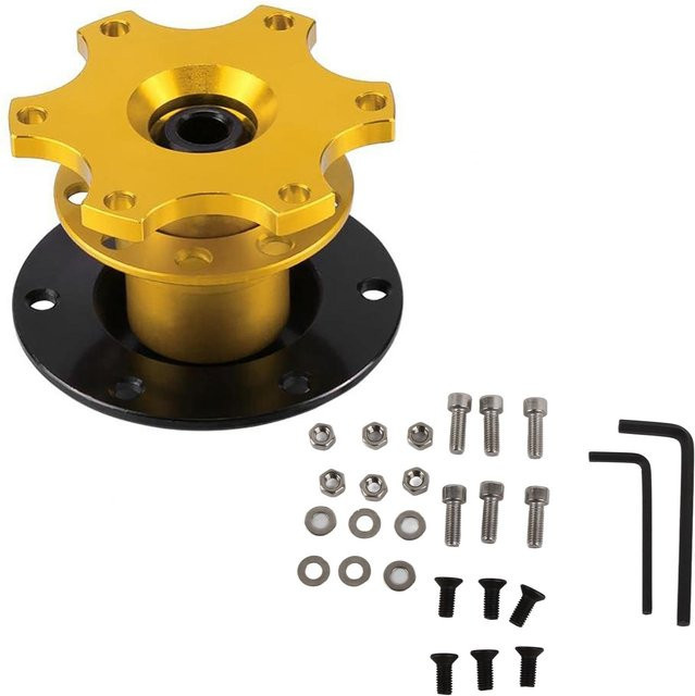 Shoemst Universeller Auto-Lenkradnaben-Adapter mit Schnellverschluss für Rennsport, Gold und Schwarz - Bild 1