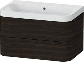 Duravit Möbelwaschtisch Happy D.2 Plus in Nussbaum Braun, B: 77,5 cm, T: 49 cm, mit 2 Schubladen - Bild 1