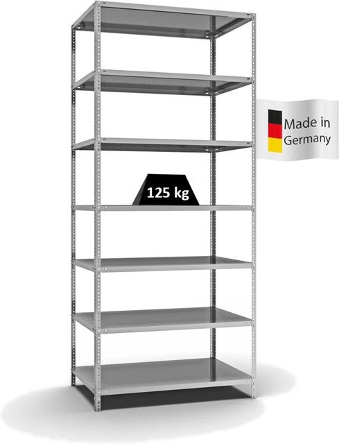 PROREGAL Fachbodenregal Light-Duty mit 7 Ebenen, verzinkt, Farbe Silber, H x B x T: 300 x 130 x 80 cm - Bild 1