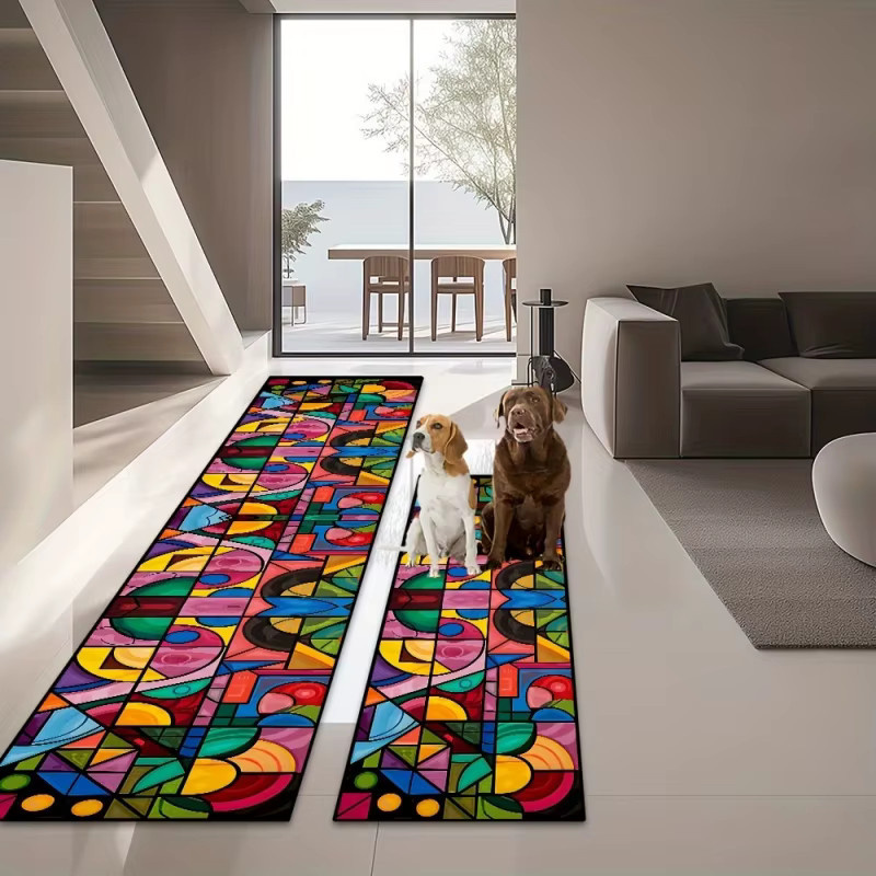 VIKAMA Geometrischer Teppich in Multicolour, schmutzabweisend und rutschfest, modern und rechteckig - Bild 3