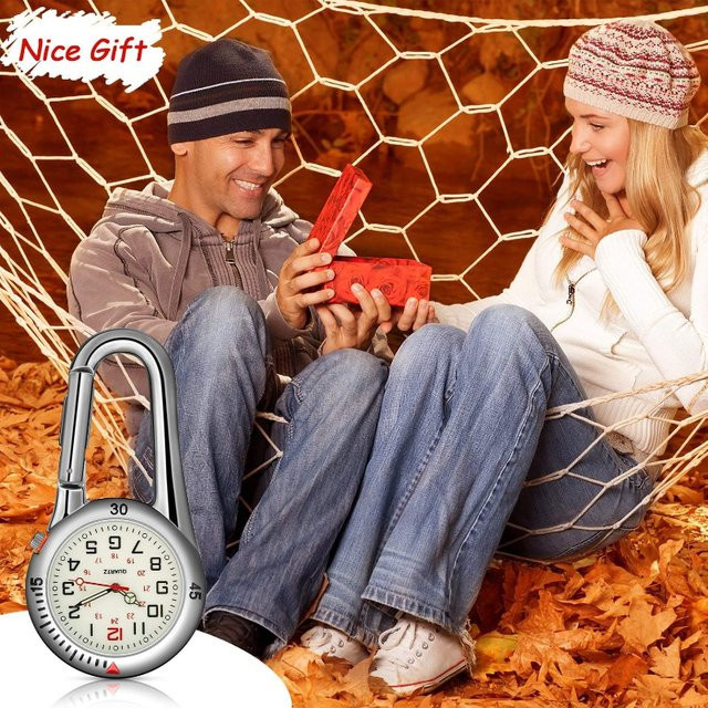 JBAILI Taschenuhr, Quarz, Edelstahl, Silber, Weiß, Unisex - Bild 1