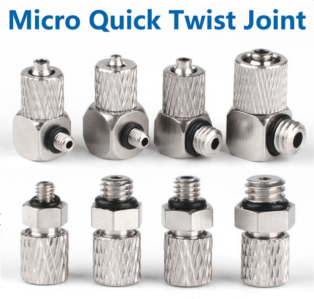 10er Set Mini pneumatische Rohrverbindungen mit Außengewinde in Silber, Schnellkupplungen für Luftrohre mit 3mm, 4mm, 5mm und 6mm Außendurchmesser - Bild 1