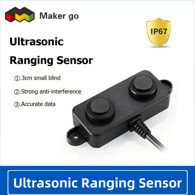 QSZNTEC A02 Ultraschall-Sensormodul in Schwarz mit UART, RS485, I2C und PWM für Roboter und AGV, wasserdicht, Reichweite bis 450 cm - Bild 1