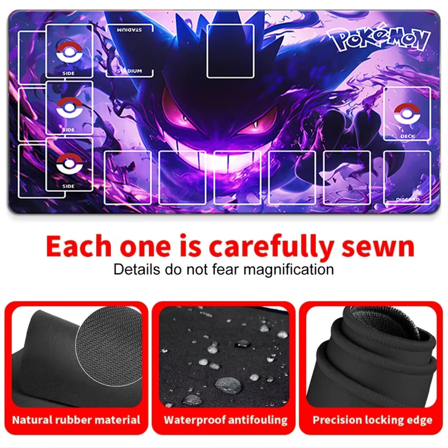 Potdemiel Pokémon Gengar Dark Style TCG Spielmatte mit Zonen, rutschfeste Kartenspielmatte - Bild 4