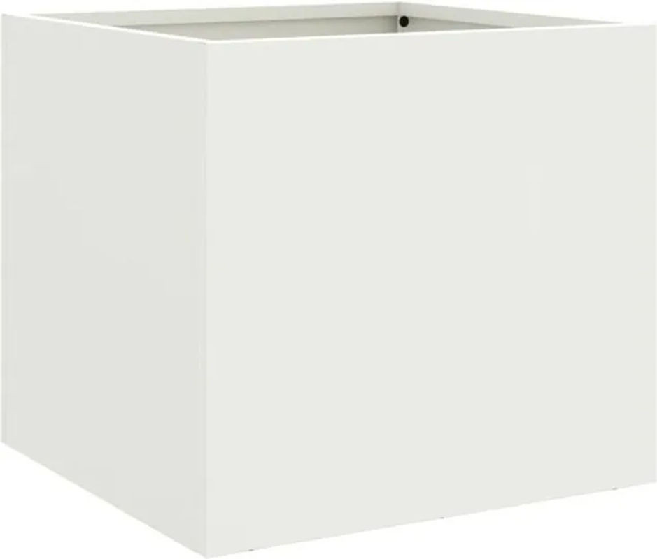 Vidaxl Pflanzkübel aus Stahl in Weiß, quadratisch, B/T/H: 32 x 30 x 29 cm - Bild 1
