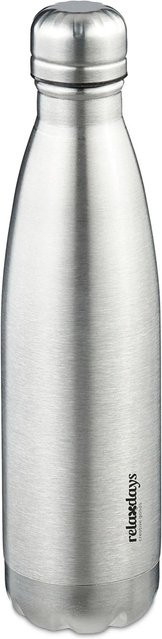 Relaxdays Isoliertrinkflasche aus Edelstahl in Silber, vakuumisoliert und auslaufsicher mit Schraubdeckel, 500 ml - Bild 1